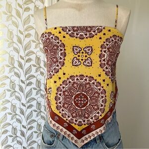 Rachel Zoe Yellow and Brown Bandana Style Tank Top Sz. XS